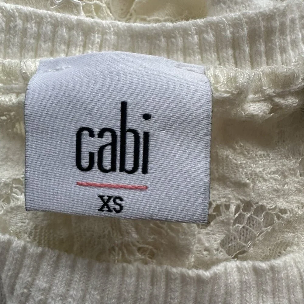 Cabi Sweater Women's XS White Cream Sophia Lace Back Sweater Feminine 5005 - Picture 9 of 14